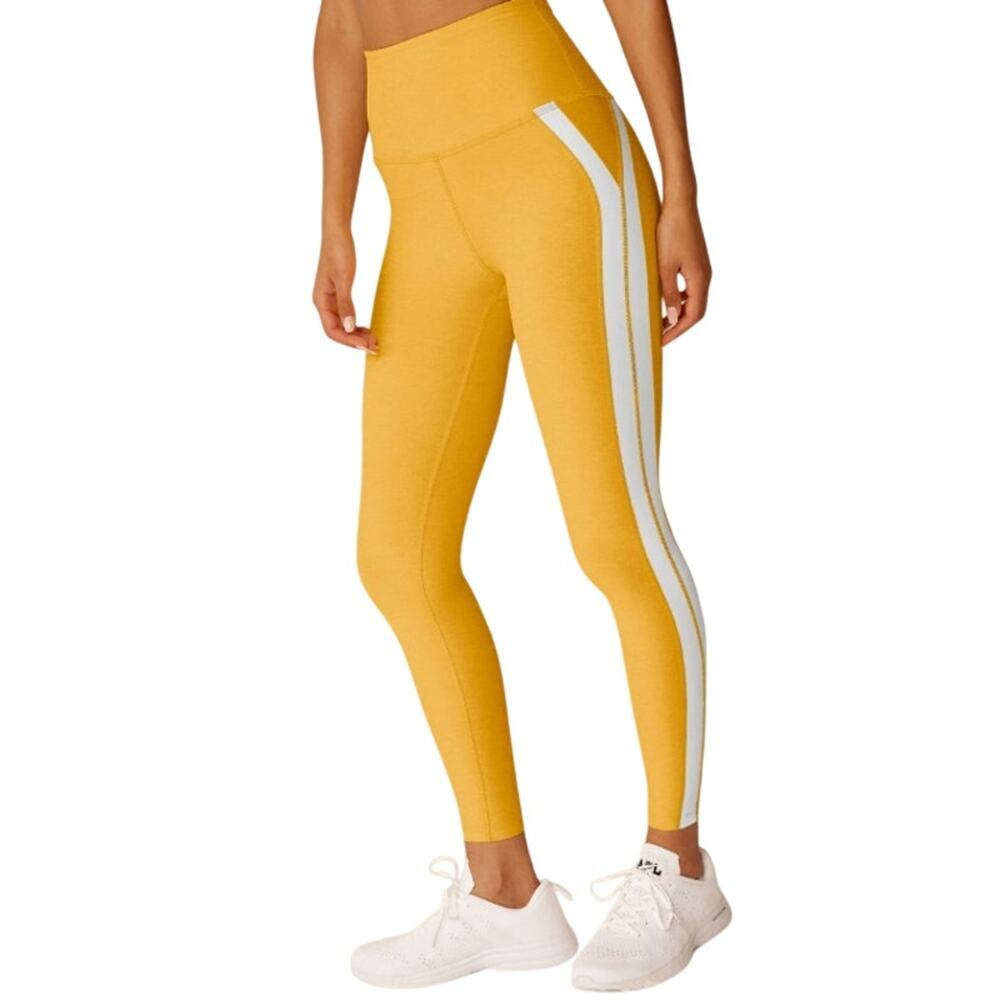 Beyond Yoga Spacedye Top Line Midi Leggings in Sunflower Heather/White Size L